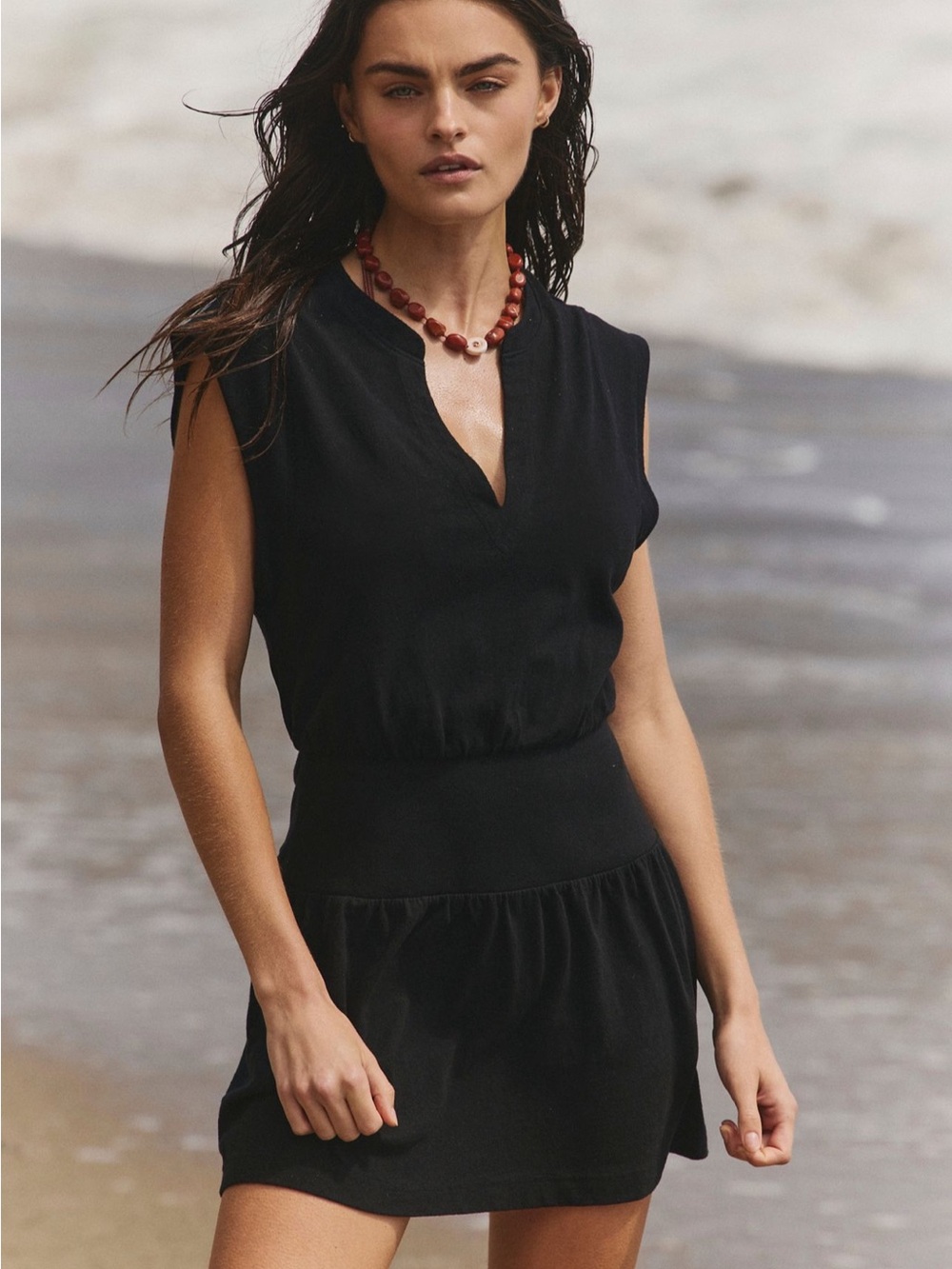 Free People Black V-Neck Sleeveless Dress